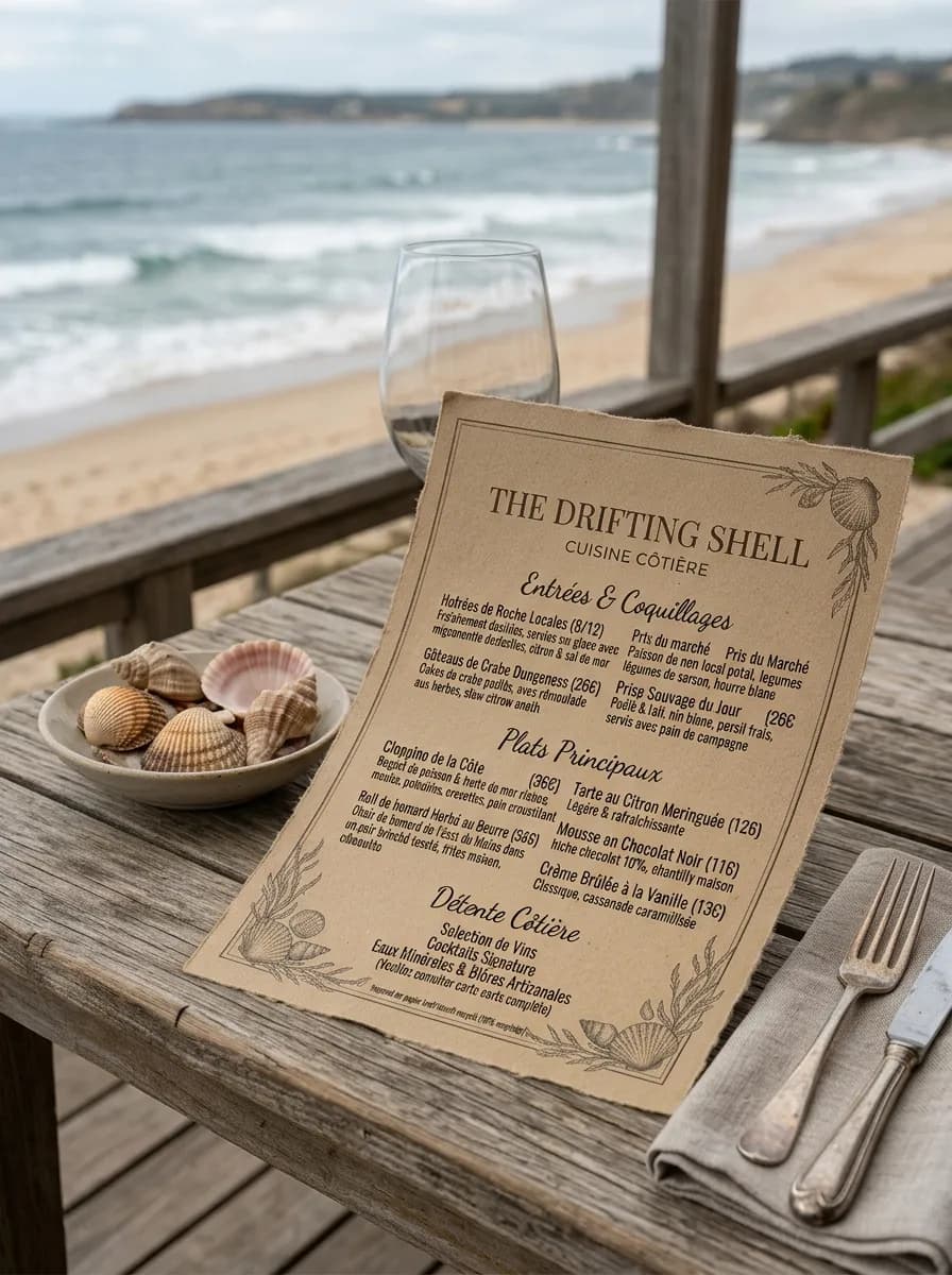 Une table en terrasse, face à la mer